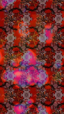 Kahverengi ve kırmızı renkte çiçekler. Çizim çiçek deseni duvar kâğıdı olarak kullanılabilir. Raster illüstrasyonu.