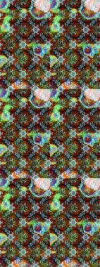 Arkaplan dokusu, duvar kağıdı, yeşil ve kahverengi renkli çiçek teması. Kabile sanatı boho baskısı, klasik çiçek arkaplanı. Soyut etnik raster çizim kalıbı.