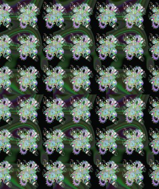 Çiçekli çiçek deseni, suluboya. Düz Çiçek Elementleri Tasarım Raster illüstrasyonu. Yeşil ve siyah renkte çiçekler. Renkli Bahar Teması çizim kalıbı..