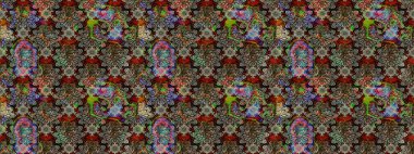 Gri ve kahverengi renkli çiçekler. Kumaş desenli papatya çiçekleri ayrıntıları.