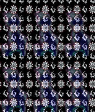 Siyah ve gri renkler üzerine çiçek desenli eskiz, el yapımı papatyalar, papatyalar. Tekrarlayan çiçek arkaplanı, zarif siyah ve gri çiçek duvar kağıdı.