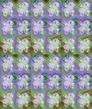 Tarafsız ve yeşil renkli çiçekler suluboya stilinde. Raster illüstrasyonunda çiçek deseni çizimi.