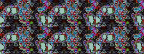 Raster illüstrasyonu. Mavi ve siyah renklerde. Çizim kalıbı. Renkli süs kenarı. Hint süsü. Çiçek duvar kağıdı.