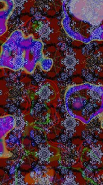 Raster illüstrasyonu. Düz Çiçek Elementleri Tasarımı. Taslak desenli, modaya uygun kumaş deseni. Renkli Bahar Teması eskiz kalıbı. Şirin çiçek elementleri..