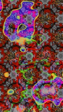 Kabile sanatı boho baskısı, klasik çiçek arkaplanı. Arkaplan dokusu, duvar kağıdı, gri ve kırmızı renkli çiçek teması. Soyut etnik raster çizim kalıbı.