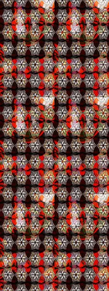 Kumaş, tekstil, duvar kağıdı baskısı için. Eski usul. Raster illüstrasyonu. Renkli desenli eskiz deseni, kahverengi ve siyah çiçekler ve dekoratif elementler. Taslak arkaplan.