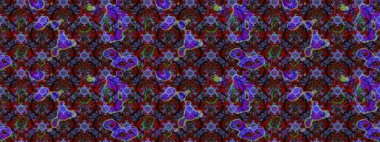 Raster Çiçek İllüstrasyonu 'nun şirin tekstili. Kahverengi ve menekşe renkleri üzerinde etnik çiçekler olan zarif eskiz deseni.