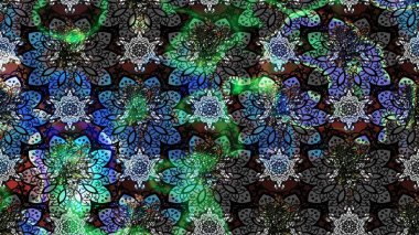 Üzerinde gelincikler ve vadi zambakları olan renkli çiçek desenli nakış deseni. Tekstil tasarımı için siyah ve gri renkli geleneksel halk çiçekleri buketi.