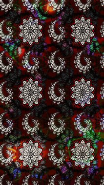 Siyah ve kahverengi renkte çiçekler. Raster illüstrasyonundaki çiçek desenli çizim. Düz Çiçek Elementleri Tasarımı. Renkli Bahar Teması çizim şablonu.