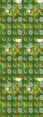 Raster illüstrasyonundaki çiçek desenli çizim. Yeşil ve kahverengi renkte çiçekler.