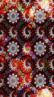 Tebrik kartı geçmişi, boyama kitabı, arkaplan ve tekstil için kullanılabilir. Sınır Kızılderili çiçekli paisley patten. Taslak süsleme izi. Etnik Mandala havlusu. Raster Henna tarzı.