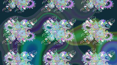 Zentangle soyut çiçekleri. Renkli Bahar Teması eskiz kalıbı. Düz Çiçek Elementleri Tasarımı. Raster illüstrasyonu. Güzel kumaş deseni. Çiçek tozu..