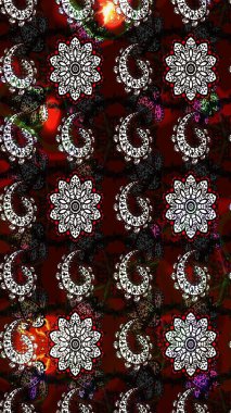 Vadinin çiçekleri siyah ve kahverengi renklerde. Çiçeksel çizim kalıbının çizimi.