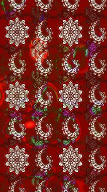 Hediye ambalaj kağıdı, tebrik kartları, posterler ve pankart tasarımı. Raster düz çiçek çizim deseni. Kırmızı ve kahverengi renkte çiçekler.