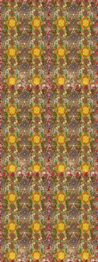 Kahverengi ve bej renkli güzel tekstil. Suluboya çiçekli çiçek deseni. Raster illüstrasyonu.