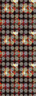 Parlak renkli çiçekleri ve siyah ve kahverengi renkte yaprakları olan harika bir çiçek deseni. Halk tarzı. Modern çiçek arkaplanı. Moda baskıları için zarif bir şablon.