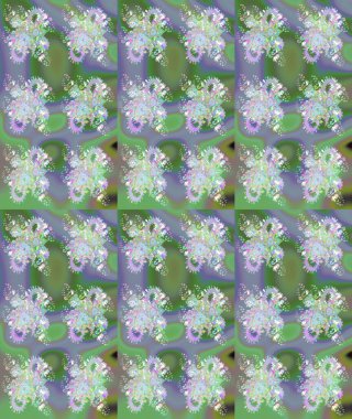 Tarafsız ve yeşil kıvırcık çiçekler tarafsız ve yeşil renklerde şekillenir. Klasik çiçek tasarımı elementleri. Raster illüstrasyonu.