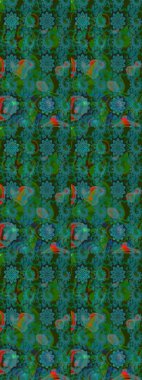 Yeşil ve mavi renkte çiçekler. Yumuşak, bahar çiçekli arka plan. Raster çiçek desenli ve çiçekli..