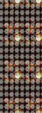 Ağaç dallı bahar çiçekleri desenli siyah ve gri renkli çiçek silueti. Raster deseni.