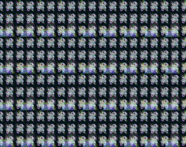 Çiçekli karalama şeklinde Raster çiçek deseni. Gri ve mavi renkte çiçekler. Yumuşak, yaz çiçekli arka plan.