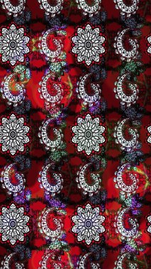 Raster illüstrasyonu. Siyah ve kırmızı renkte çiçekler. Çiçek desenli eskiz, vuruşlar, sıçramalar, yaz çiçekleri..