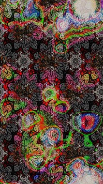 Kumaş desenli papatya çiçeği detayı. Gri ve siyah renkte çiçekler.