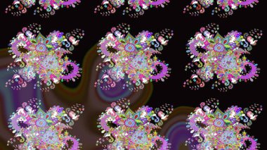 Raster illüstrasyonu. Çiçek. Taslak dekoratif arka plan, çiçek mandala. Siyah ve kahverengi renklerde.