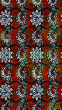 Raster illüstrasyonu. Kibar, bahar çiçekleri kırmızı ve gri renklerde. Raster çiçek desenli ve çiçekli..