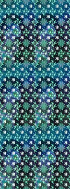 Çiçek izi. Suluboya tarzında mavi ve gri renkte çiçekler. Suluboya çizim deseni.