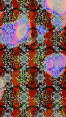 Çiçek çelengi. Güzel, parlak, pürüzsüz kumaş, tuval. Eski moda arka plan. Raster illüstrasyonu. Desen, çizim, çiçek sınırı. Kıvırcık, parlak örgü.