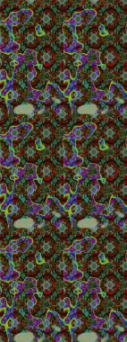 Halk tarzı. Modern çiçek arkaplanı. Moda baskıları için zarif bir şablon. Parlak renkli çiçekleri ve yeşil ve gri renkte yaprakları olan muhteşem bir çiçek deseni..