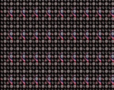 Raster illüstrasyonu. Suluboya çiçekli çiçek deseni. Siyah ve kahverengi renkli Asya tekstili.