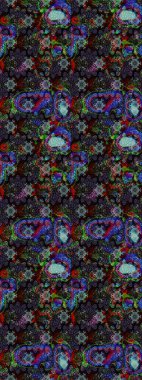 Raster Henna dövme stili. Etnik Mandala süsü. Kızılderili desenli desenli desenli şal deseni. Tekstil, tebrik kartı, boyama kitabı, telefon kılıfı baskısı için kullanılabilir.