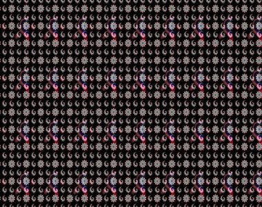 Raster illüstrasyonu. Suluboya çiçekli çiçek deseni. Siyah ve kahverengi renkli Asya tekstili.