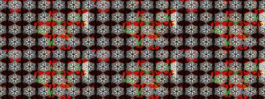 Küçük çiçekte hoş bir çiçek deseni var. Parlak çiçekli siyah ve gri renkler üzerine soyut çizim deseni. Çiçek elementli zarif raster dokusu..