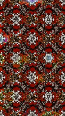 Çiçek kolajı. Doğa. - Kahverengi ve kırmızı çiçekler. Çiçek kompozisyonu. Çiçek arkaplan. Raster deseni. Küçük çiçekte güzel desen var..