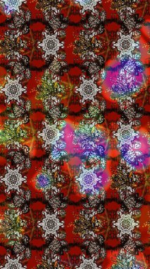 Çiçek izi. Suluboya çizim kalıbı. Suluboya tarzında kahverengi ve kırmızı renkte çiçekler.