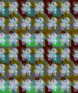 Yeşil ve kahverengi renkli çiçekler. Güzel çiçek deseni. Renkli Bahar Teması eskiz kalıbı. Düz Çiçek Elementleri Tasarımı.