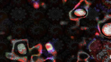 Çizim kalıbı. Raster illüstrasyonu. Ultraviyole kumaş deseni. Organik motif arkaplanı.