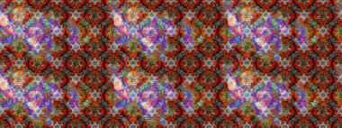 Raster illüstrasyonu. Güzel kumaş deseni. Renkli Bahar Teması eskiz kalıbı. Düz Çiçek Elementleri Tasarımı. Çiçek desenli çizim. Asya tekstil tarzında.