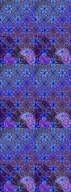 Mor ve mavi renkte çiçekler. Düz Çiçek Elementleri Tasarımı. Raster illüstrasyonu. Renkli Bahar Teması eskiz kalıbı. Çiçekli çiçek deseni, suluboya..