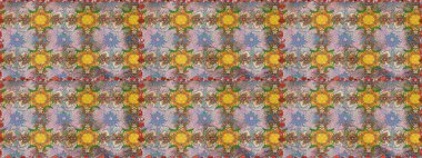 Raster deseni. Raster illüstrasyonu. Tarafsız ve kahverengi renklerde yaz çiçekleri. Küçük çiçekte sevimli çiçek deseni var..