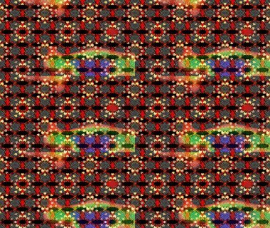 Raster illüstrasyonu. Küçük çiçekli yay deseni çiz. Suluboya tarzında siyah ve kırmızı renkler üzerine.