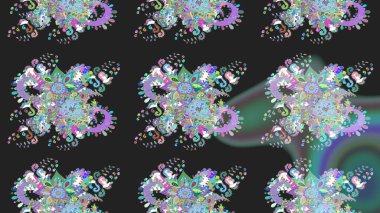 Poster ya da kapak için arka plan. Tekstil için figür. Şirin, zarif çiçekler Raster illüstrasyonu. Davetiye ve kartpostal tasarımı için dekoratif çiçek unsurları. Yapraklı çizim deseni.