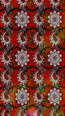 Hediye ambalaj kağıdı, tebrik kartları, posterler ve pankart tasarımı. Kahverengi ve kırmızı renkte çiçekler. Raster düz çiçek çizim deseni.