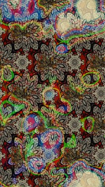 Düz Çiçek Elementleri Tasarımı. Raster çiçekli arka plan. Renkli Yaz Temalı eskiz kalıbı. Güzel kumaş deseni. Güzel eskiz şekli. Yazdır.