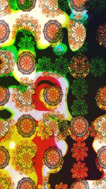 Raster illüstrasyonundaki çiçek desenli çizim. Renkli Bahar Teması eskiz kalıbı. Düz Çiçek Elementleri Tasarımı. Güzel kumaş deseni.