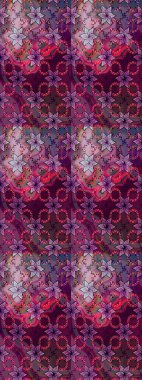 Mor ve kahverengi renkte çiçekler. Raster illüstrasyonunda çiçek deseni çizimi.