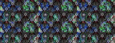 Raster illüstrasyonu. Güzel kumaş deseni. Raster illüstrasyonundaki çiçek desenli çizim. Gri ve siyah renklerde.