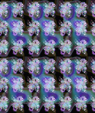 Tropik çiçekler. Mavi ve mor renkli çiçekler. Gömlek çizimi Arkaplan Deseni.